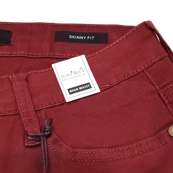 Judy Blue Los Angeles Skinny Fit High Waist Jeans 11/30 Wine Red 98% Cotton NWT - Picture 7 of 12